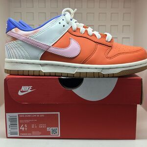 Nike Dunk Low SE Shoes Youth Size 4.5Y Safety Orange Soft Pink Gum GS FN0600-801